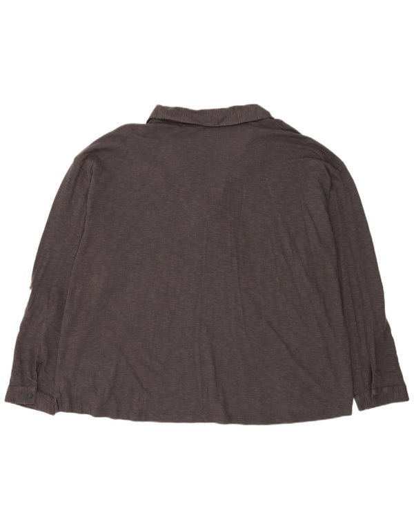 Fat Face Womens Long Sleeve Polo Shirt UK 24 4XL Grey Flecked Cotton
