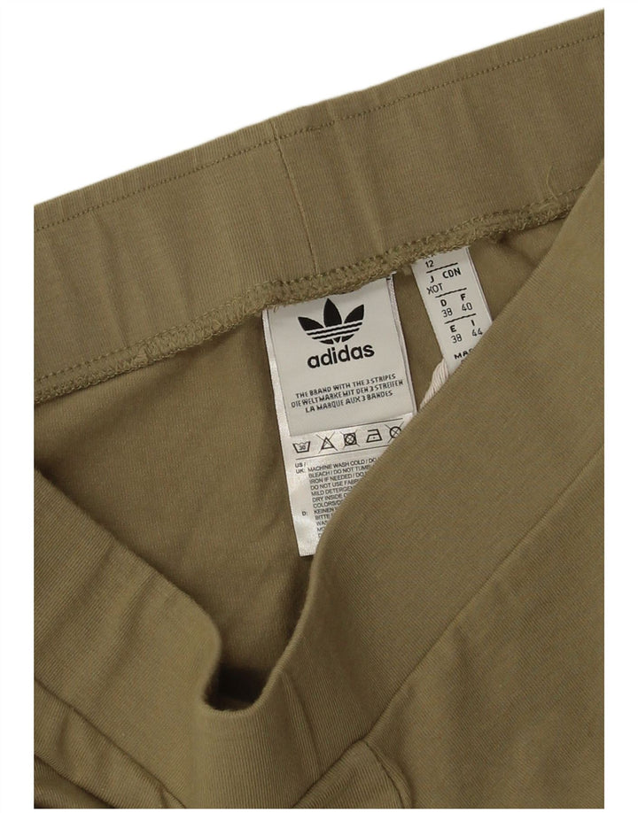 Adidas Womens Leggings UK 12 Medium Khaki Cotton