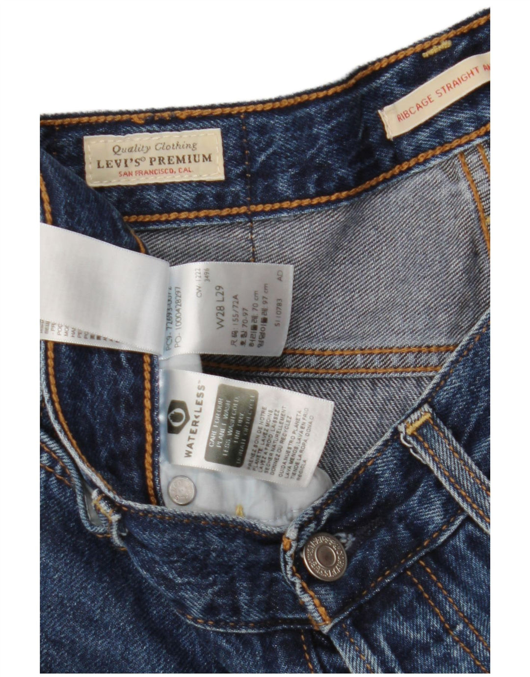 LEVI'S Mens Ribcage Straight Jeans W28 L29 Blue Cotton