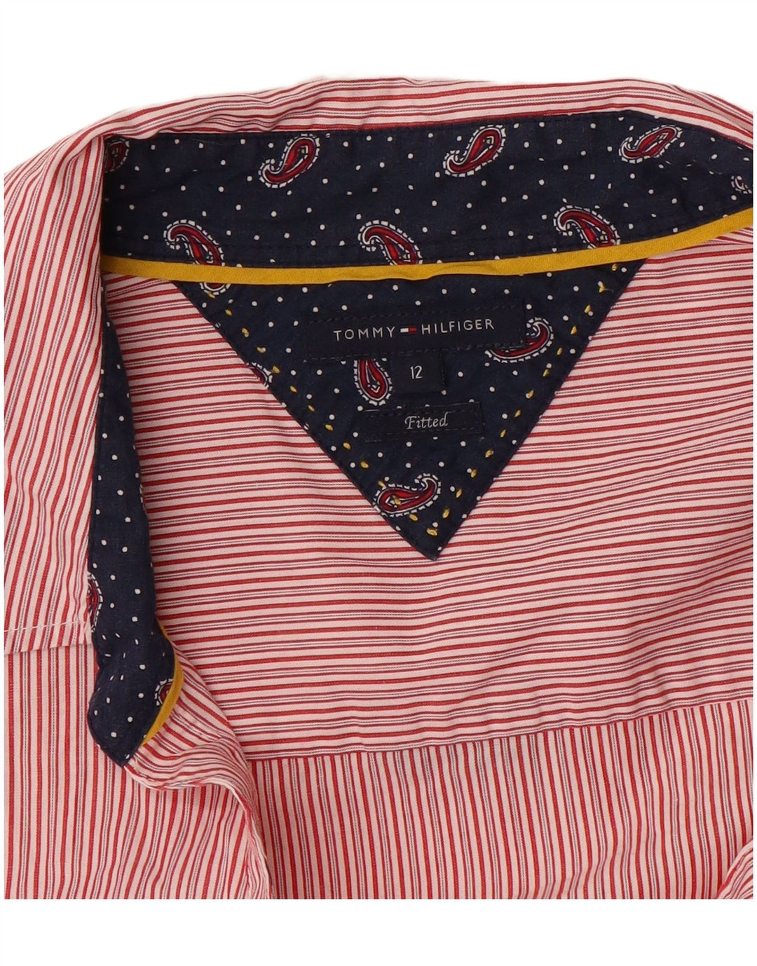 Tommy Hilfiger Womens Fitted Shirt US 12 Large Red Pinstripe