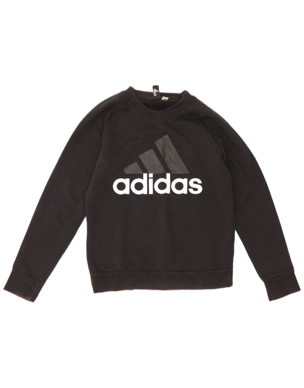 Adidas Womens Graphic Sweatshirt Jumper UK 12 Medium Black Sports