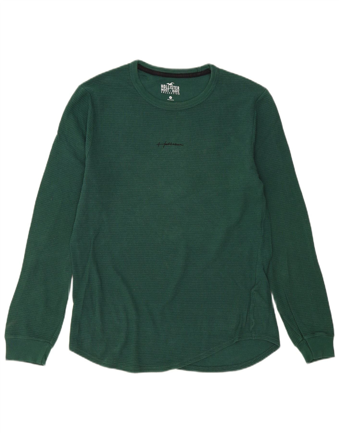 Hollister Mens Top Long Sleeve Medium Green Cotton