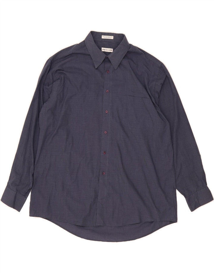 PIERRE CARDIN Mens Shirt Size 17 1/2 XL Navy Blue Polyester Vintage Pierre Cardin and Second-Hand Pierre Cardin from Messina Hembry 