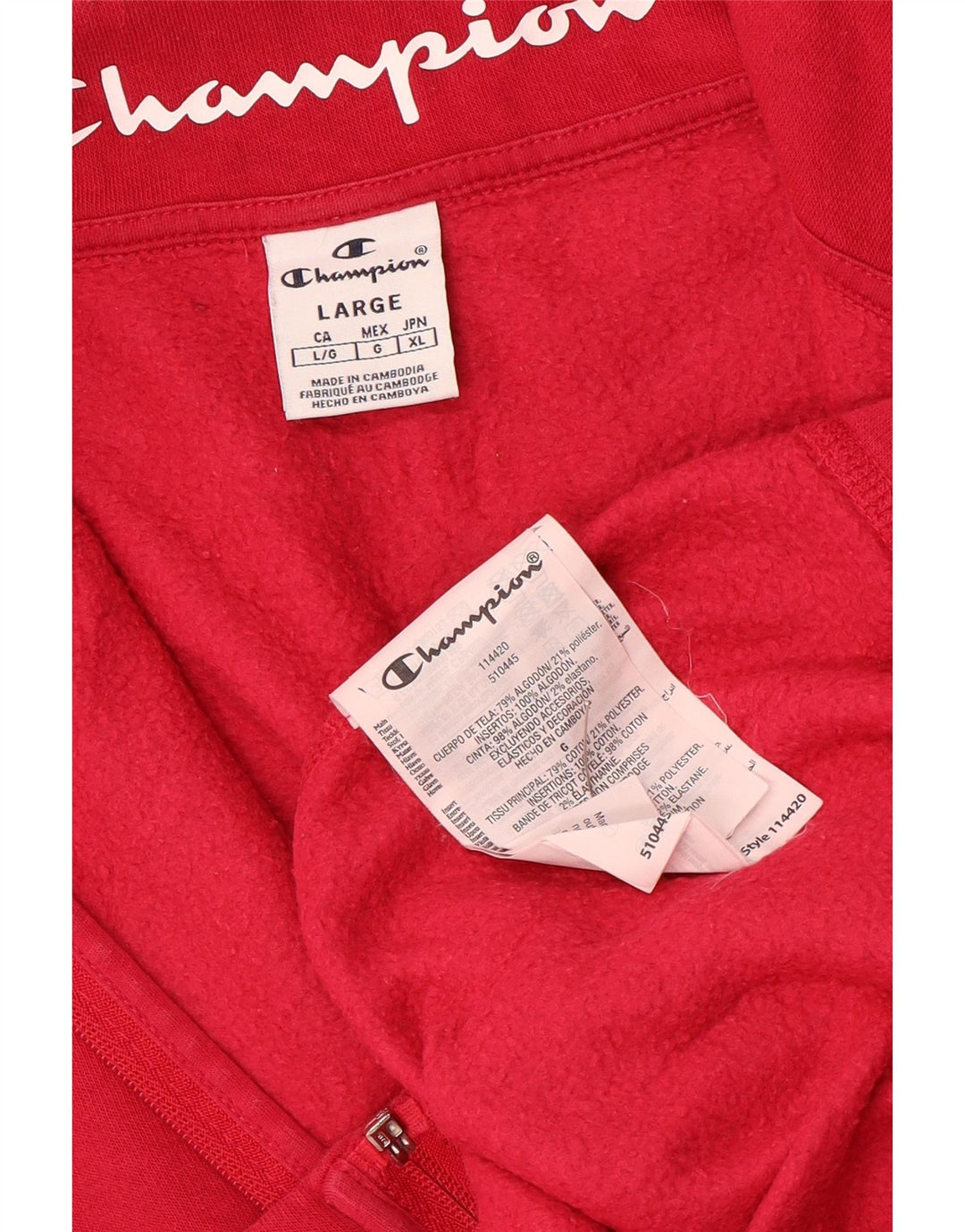 Champion Womens Tracksuit Top Jacket UK 16 Large Pink Cotton