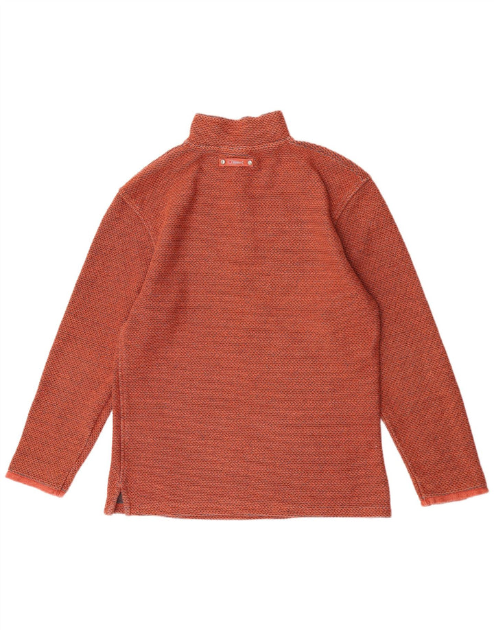 Weird Fish Mens Zip Neck Sweatshirt Jumper Medium Orange Cotton