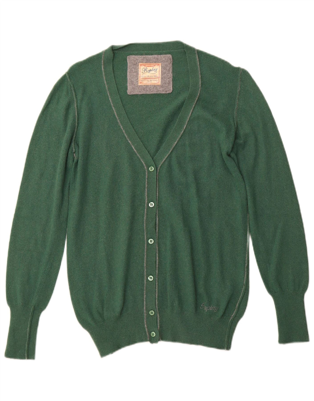 REPLAY Womens Cardigan Sweater UK 10 Small Green Polyamide