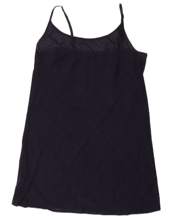 Vintage Womens Slip Dress UK 10 Small Navy Blue Cotton