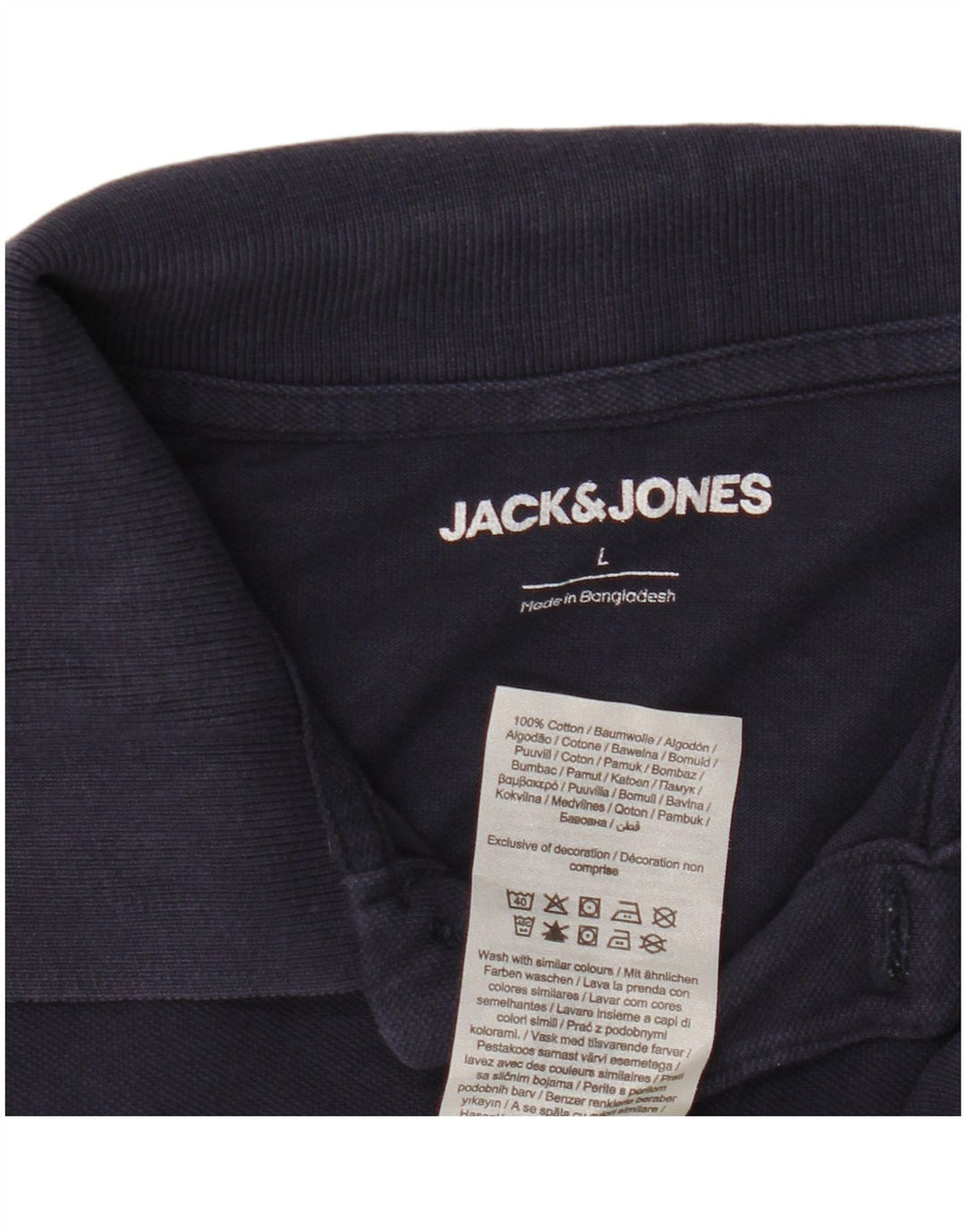 Jack & Jones Mens Polo Shirt Large Navy Blue Cotton