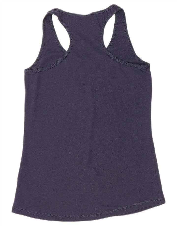 CHAMPION Womens Vest Top UK 14 Large Navy Blue Cotton