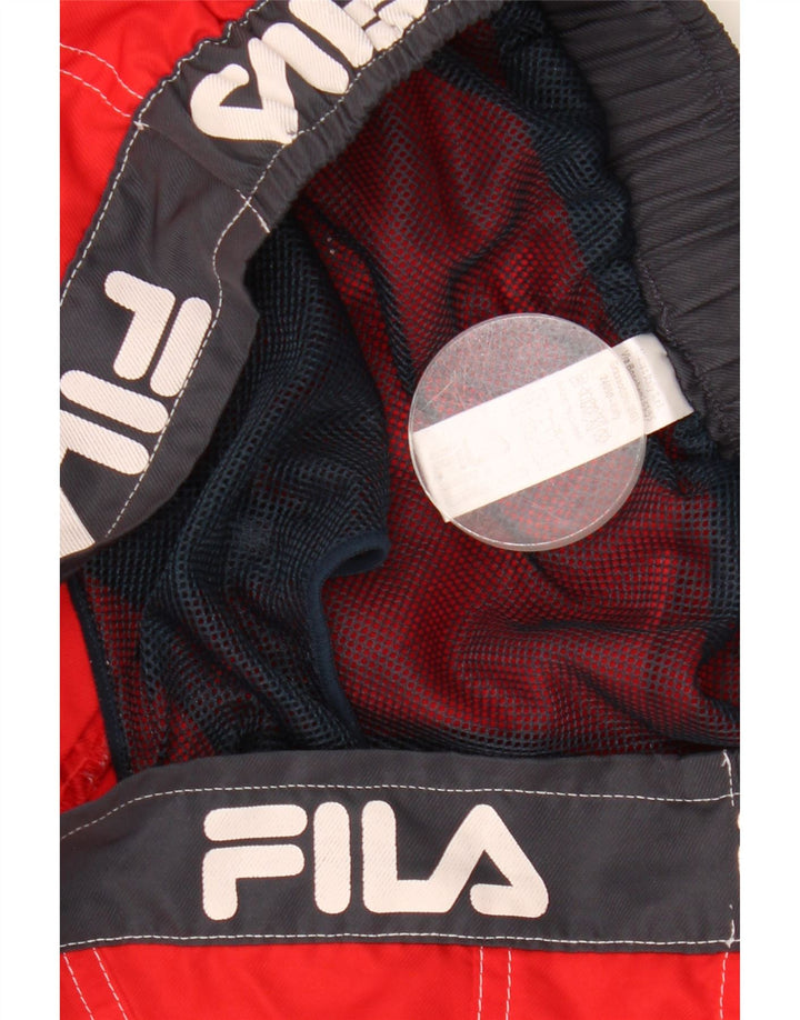 FILA Mens Graphic Swimming Shorts Large Red Colourblock