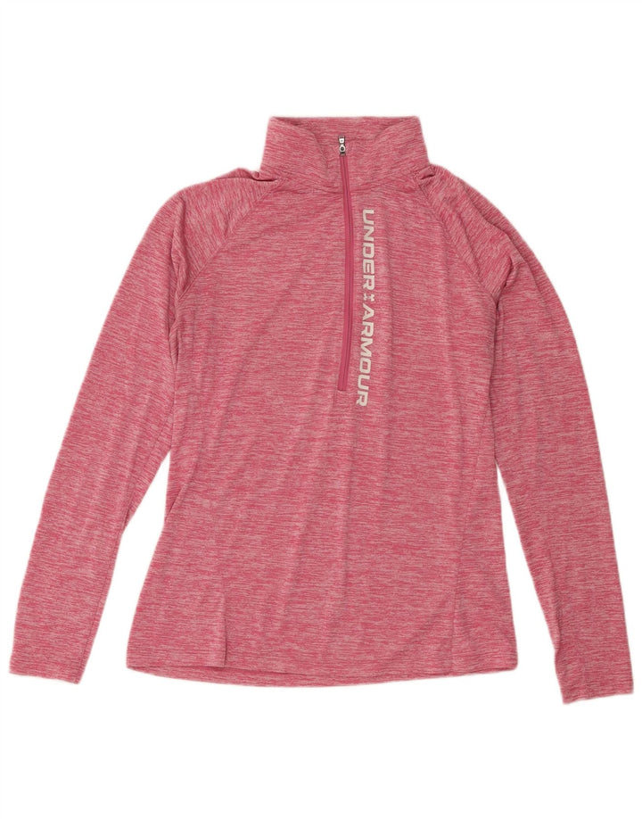 Under Armour Womens Graphic Pullover Tracksuit Top UK 14 Large Pink Flecked