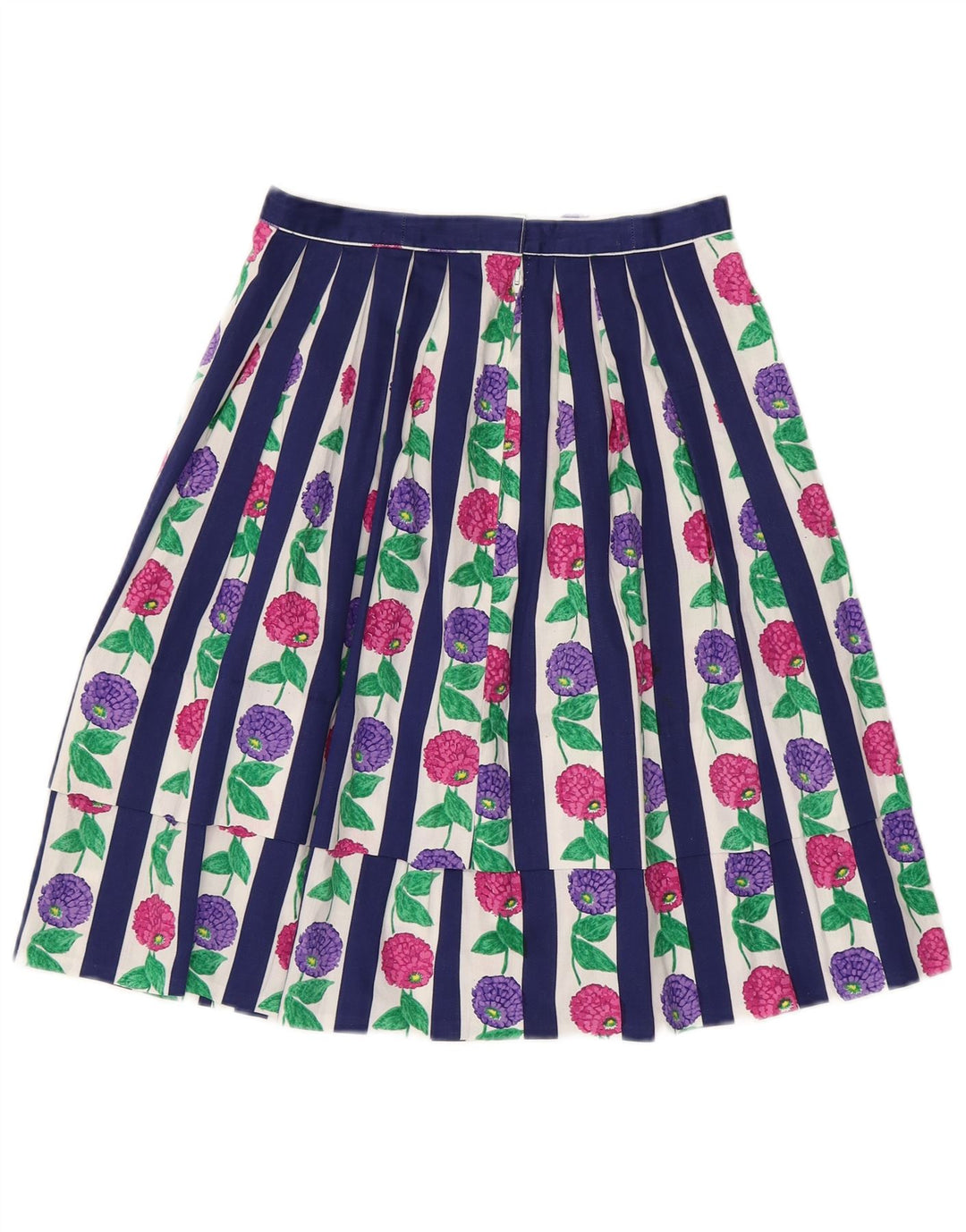 VINTAGE Womens Pleated Skirt W24 XS Blue Floral