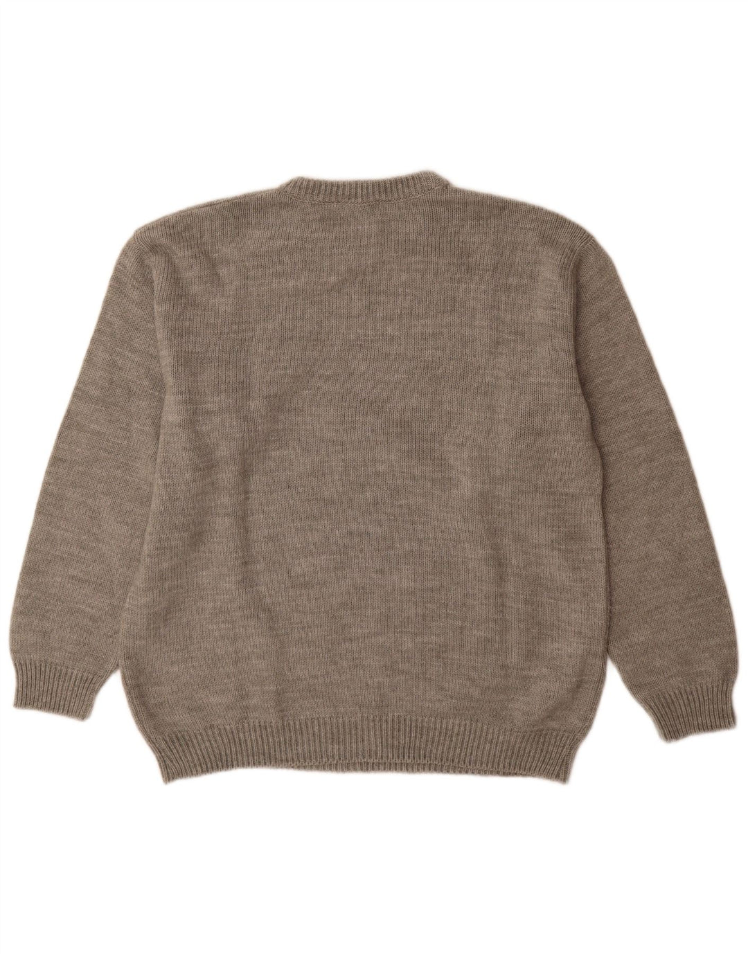 Alcatraz Mens Crew Neck Jumper Sweater Large Grey Geometric Wool