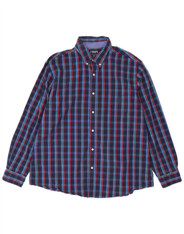 Chaps Mens Shirt 2XL Navy Blue Check Cotton