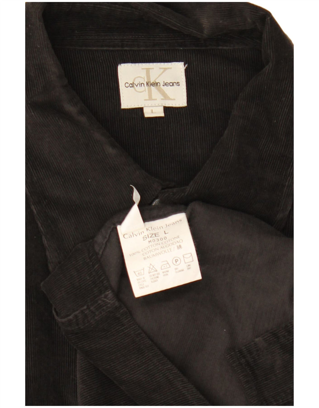 CALVIN KLEIN JEANS Mens Corduroy Shirt Large Black Cotton