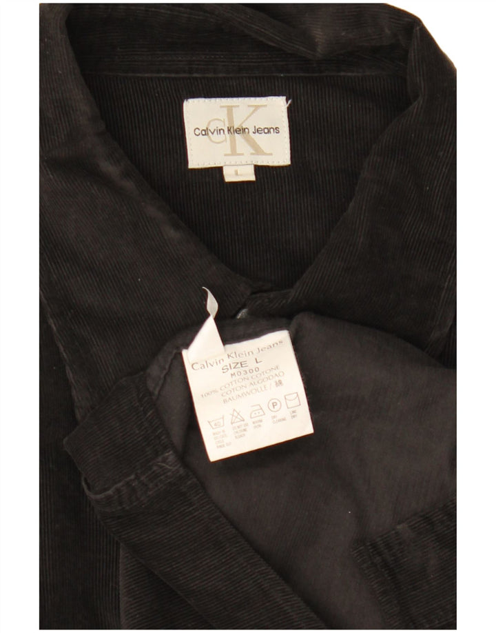 CALVIN KLEIN JEANS Mens Corduroy Shirt Large Black Cotton