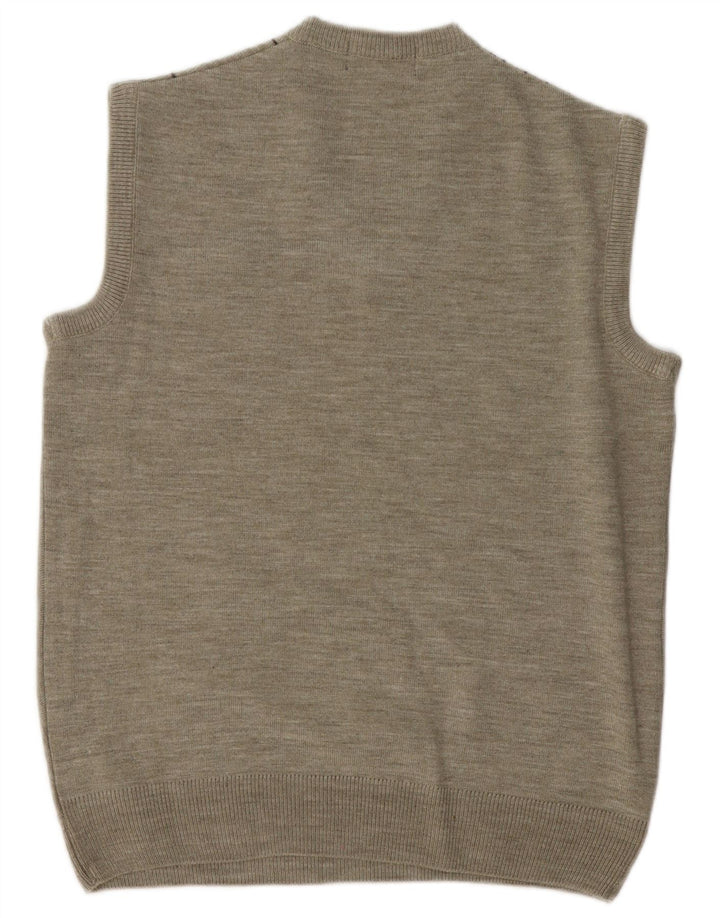 Vintage Mens Vest Tank Top Medium Grey Geometric
