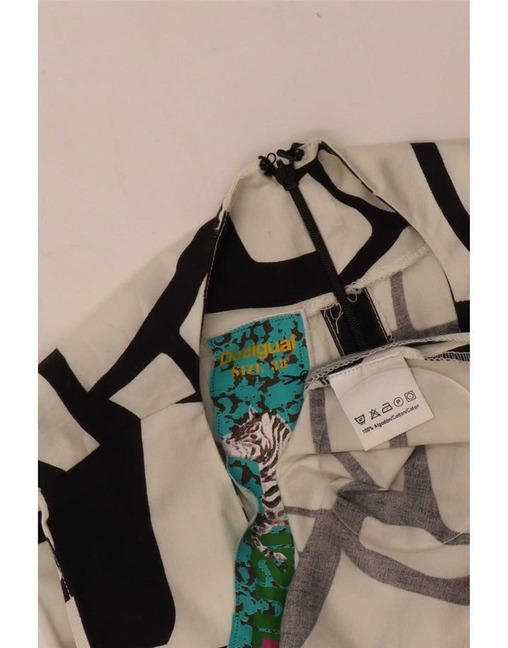 Desigual Womens Abstract Pattern Sleeveless A-Line Dress EU 38 Medium White