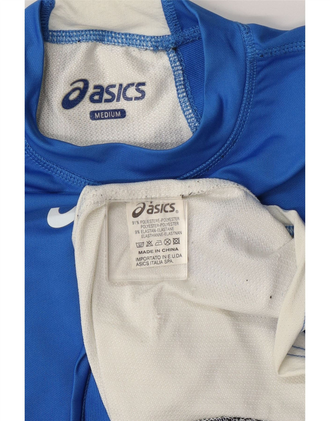 Asics Mens T-Shirt Top Medium Blue Colourblock Polyester