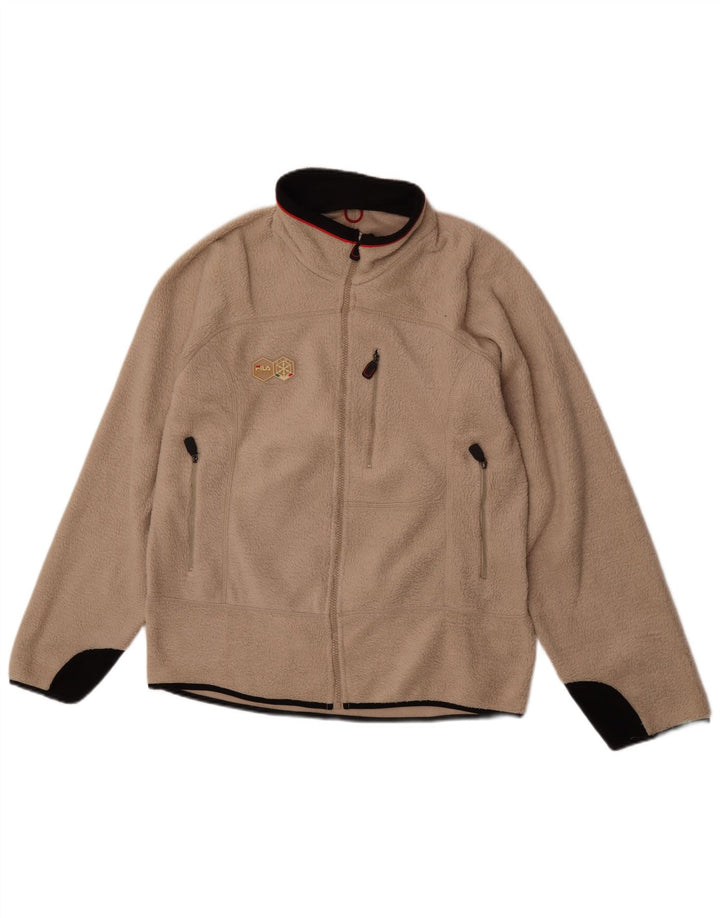 Fila Mens Fleece Jacket UK 40 Large Beige Colourblock Polyester
