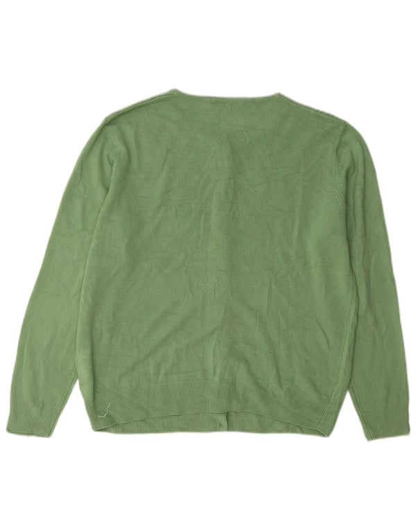Marks & Spencer Womens Cardigan Sweater UK 14 Medium Green Floral Acrylic