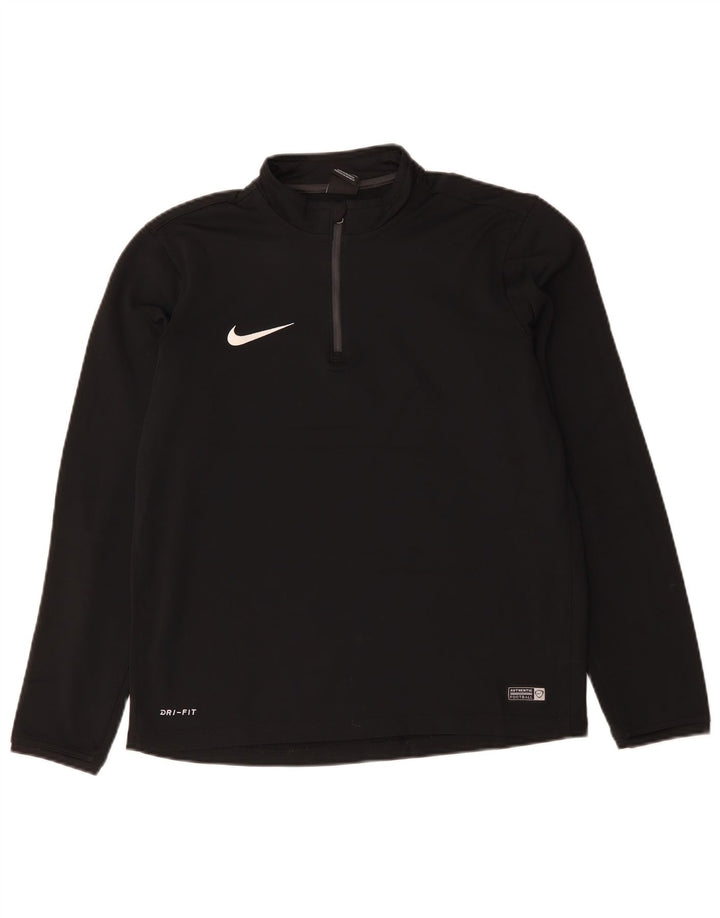 NIKE Mens Dri Fit Zip Neck Pullover Tracksuit Top Medium Black Polyester