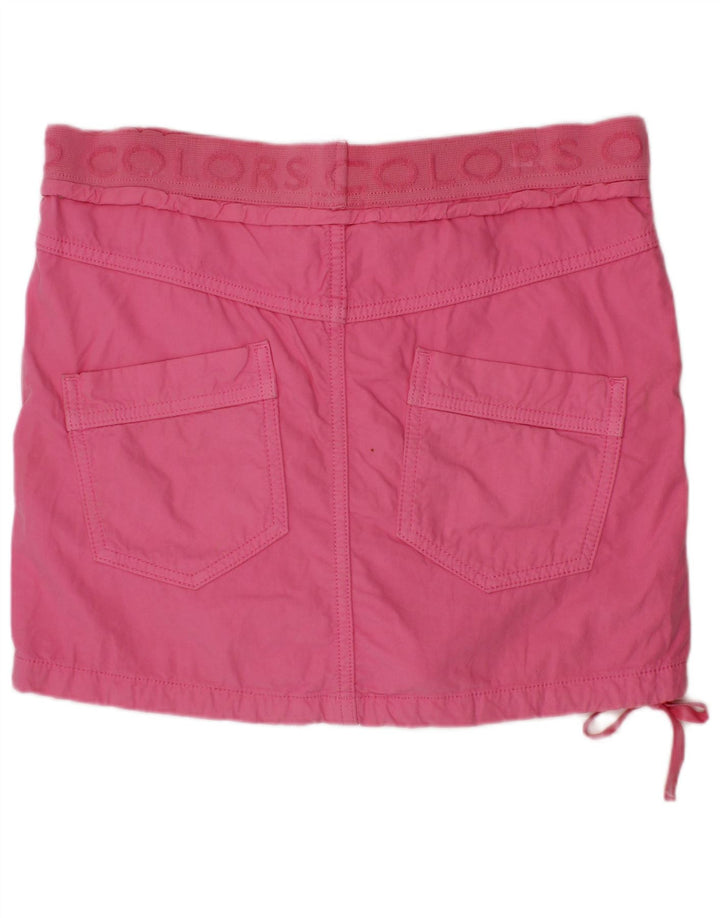 BENETTON Girls Graphic Straight Skirt 13-14 Years W28  Pink