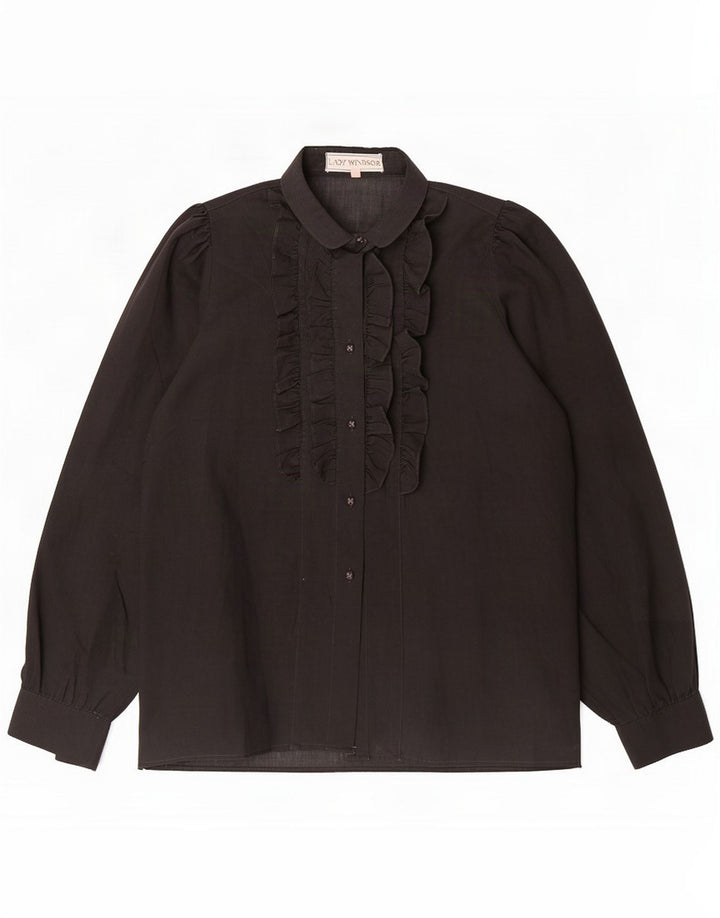 Lady Windsor Womens Shirt Blouse IT 42 Medium Black Polyester