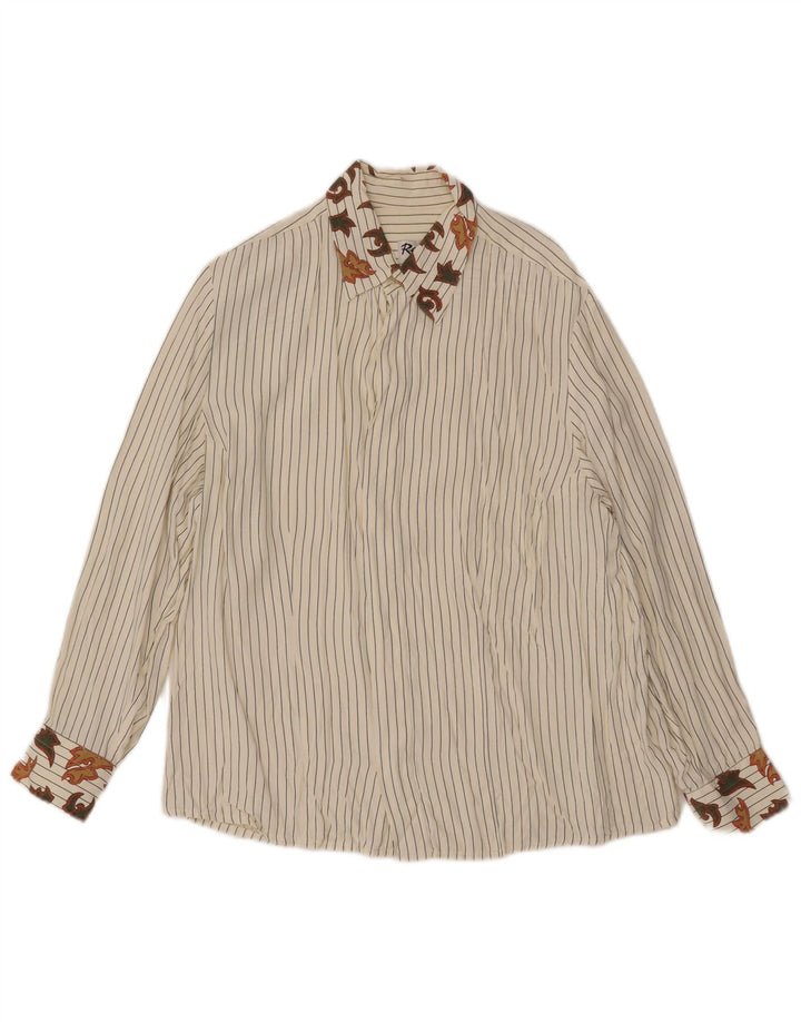 REPORTER Mens Shirt Size 41 16 Large Off White Striped