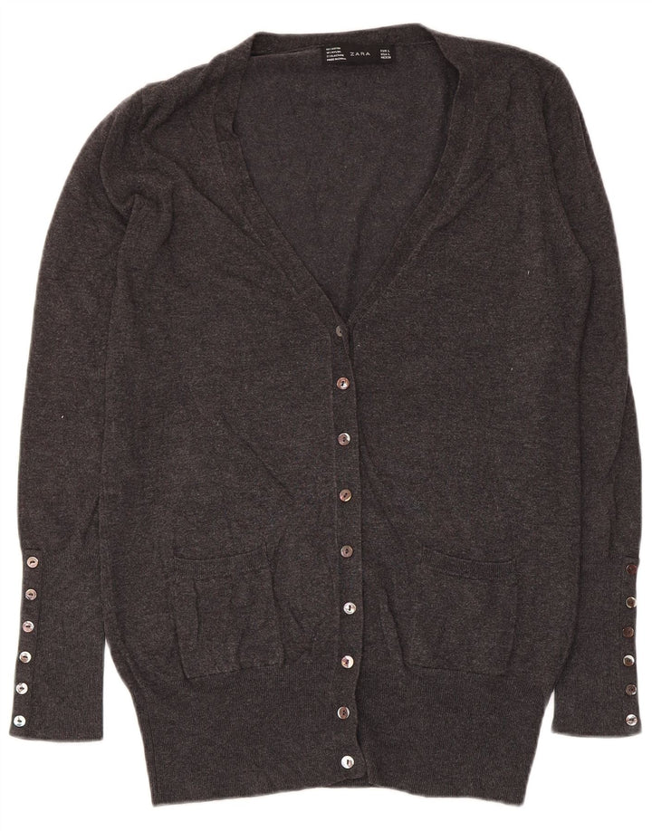 Zara Womens Cardigan Sweater UK 14 Large Grey Rayon
