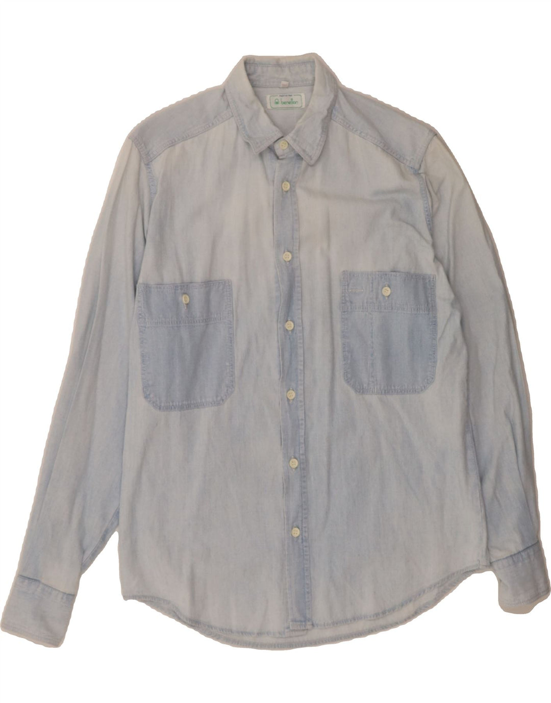 BENETTON Mens Shirt Small Blue Cotton Vintage Benetton and Second-Hand Benetton from Messina Hembry 