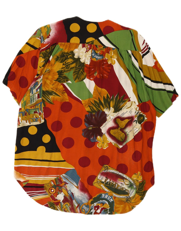 Vintage Womens Abstract Pattern Shirt Blouse UK 18 XL Multicoloured Viscose