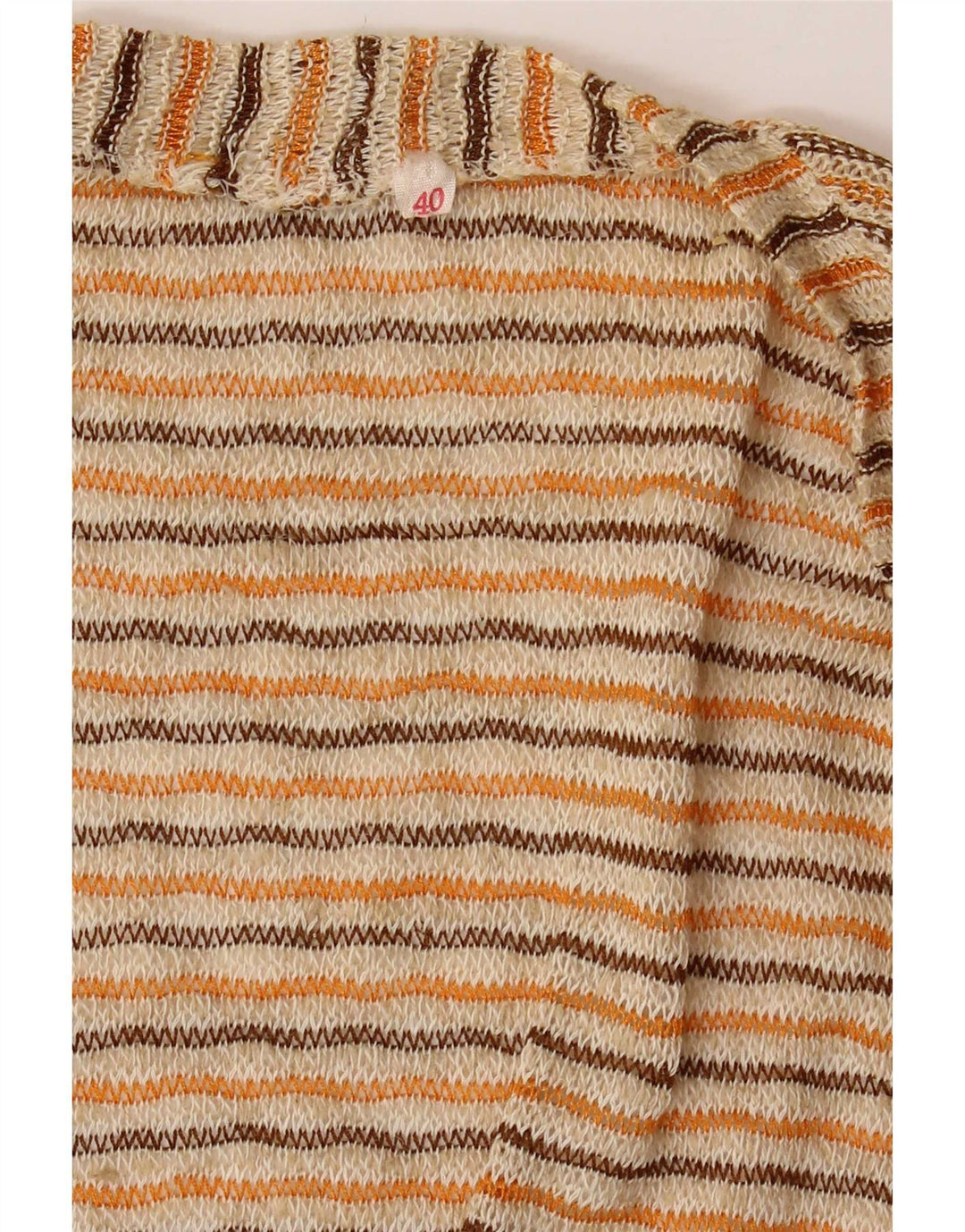 Vintage Womens Crop Cardigan Top EU 40 Medium Beige Striped