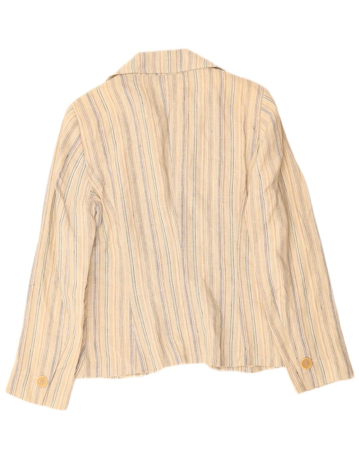 MAX & CO. Womens 2 Button Blazer Jacket UK 16 Large Beige Striped Linen