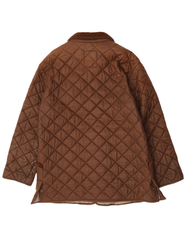 HENRY COTTONS Mens Quilted Jacket UK 46 3XL Brown Nylon