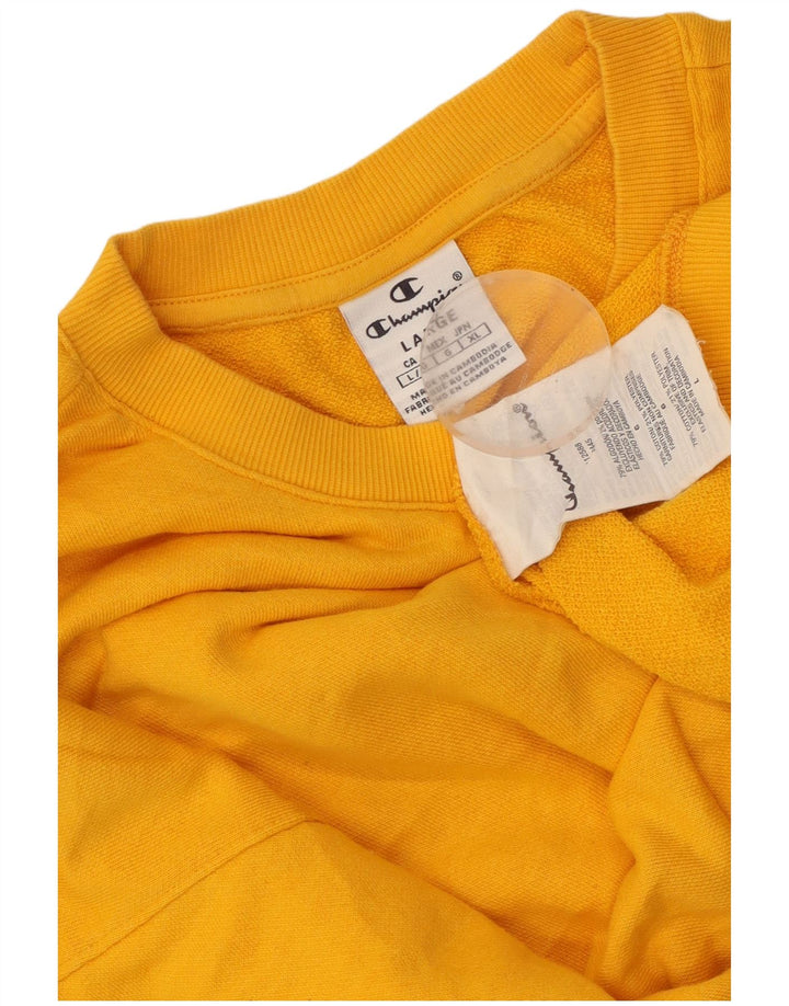 CHAMPION Womens Crop Sweatshirt Jumper UK 16 Large Yellow Cotton