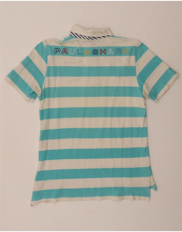 Paul & Shark Mens Graphic Polo Shirt Medium Blue Striped Cotton