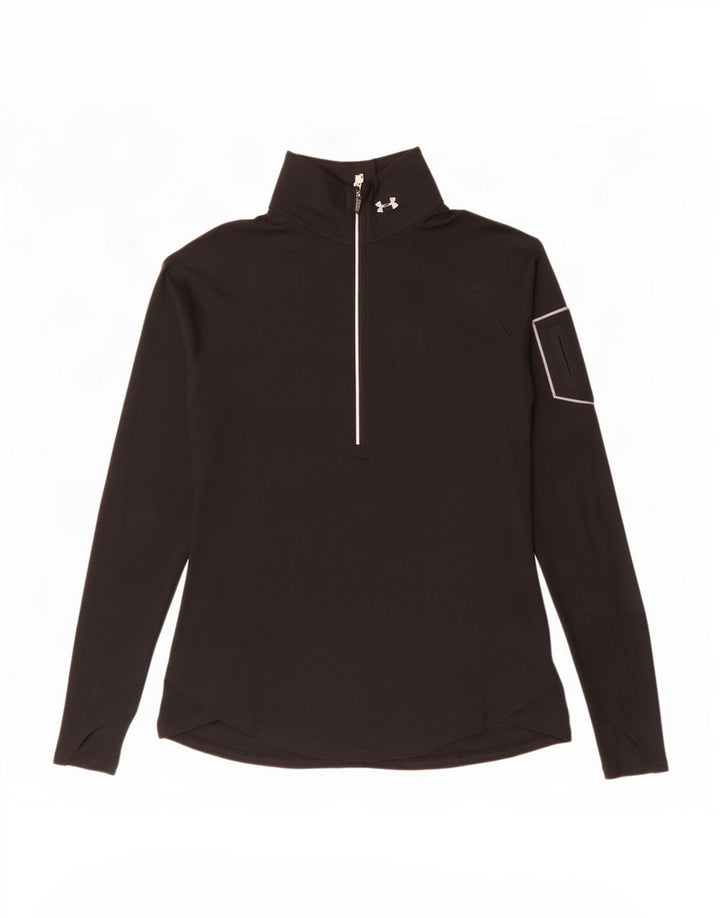 Under Armour Womens Zip Neck Pullover Tracksuit Top UK 14 Large Black