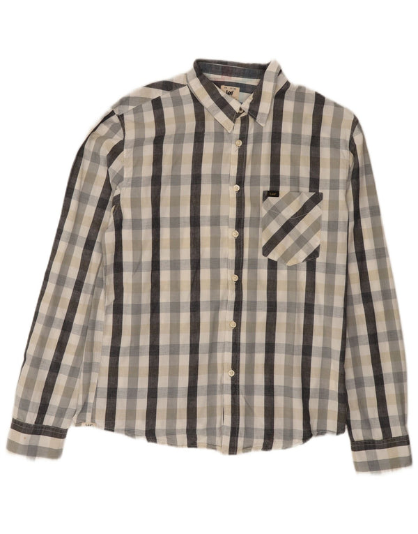 Lee Mens Shirt Large Grey Check Cotton