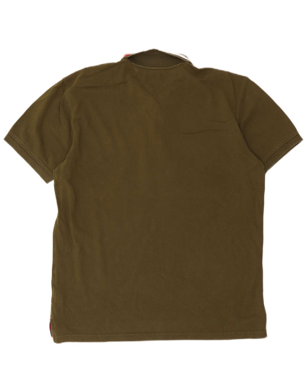 Tommy Hilfiger Mens Regular Fit Polo Shirt 2XL Khaki Cotton