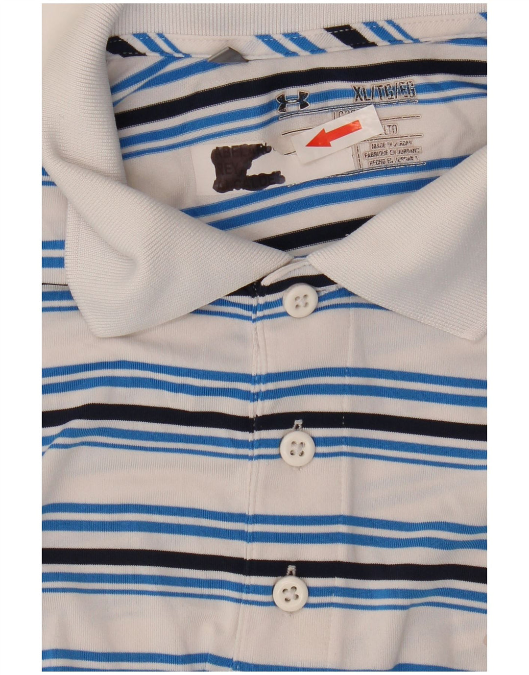 Under Armour Mens Polo Shirt XL White Striped Polyester
