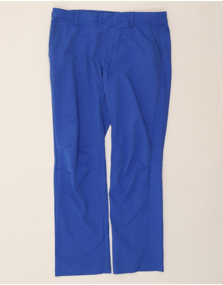 ADIDAS Mens Straight Chino Trousers W36 L32 Blue Polyester