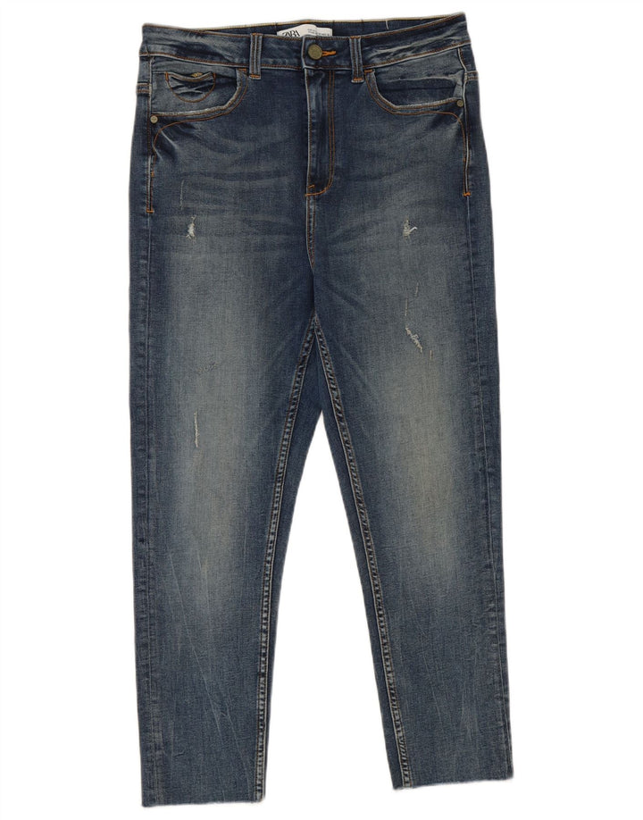 Zara Womens Cropped Jeans EU 40 Medium W30 L24 Blue Cotton