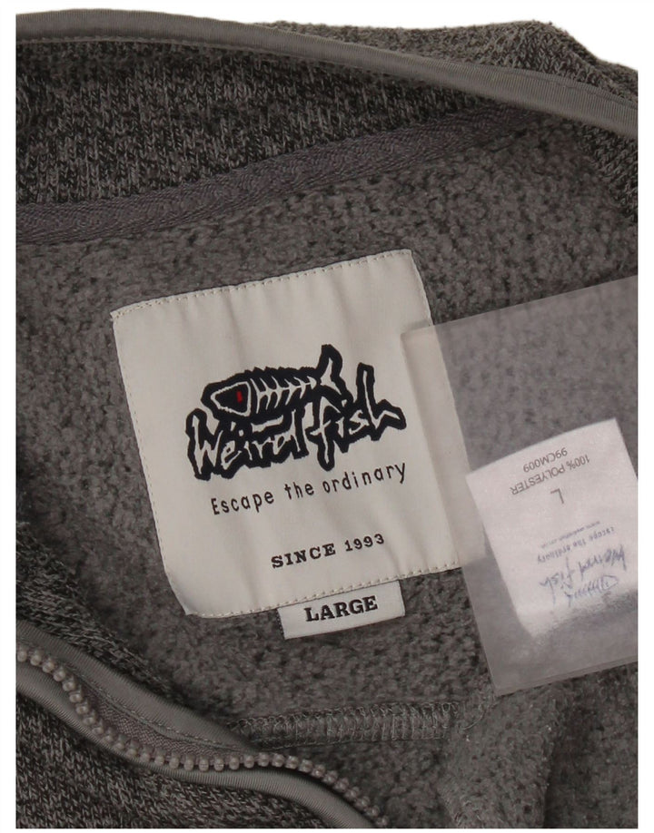 Weird Fish Mens Zip Neck Sweatshirt Jumper Large Grey Flecked Polyester