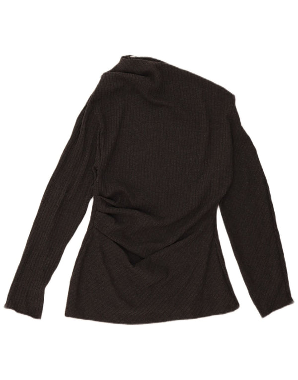 Zara Womens One Shoulder Top UK 14 Large Grey Polyester