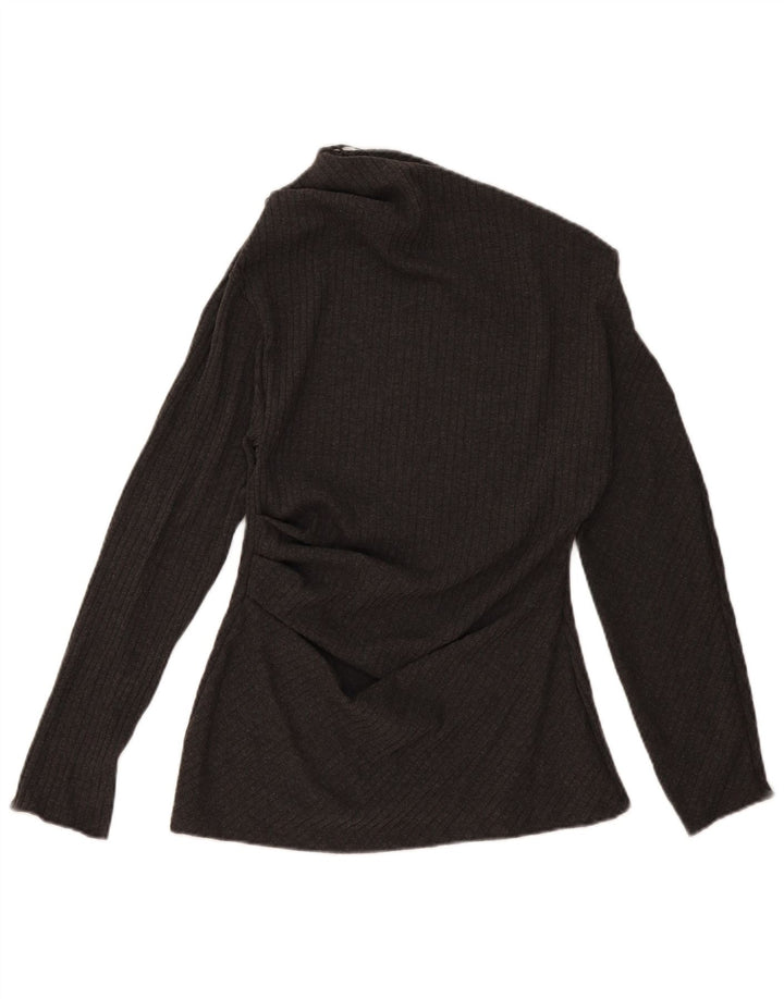 Zara Womens One Shoulder Top UK 14 Large Grey Polyester