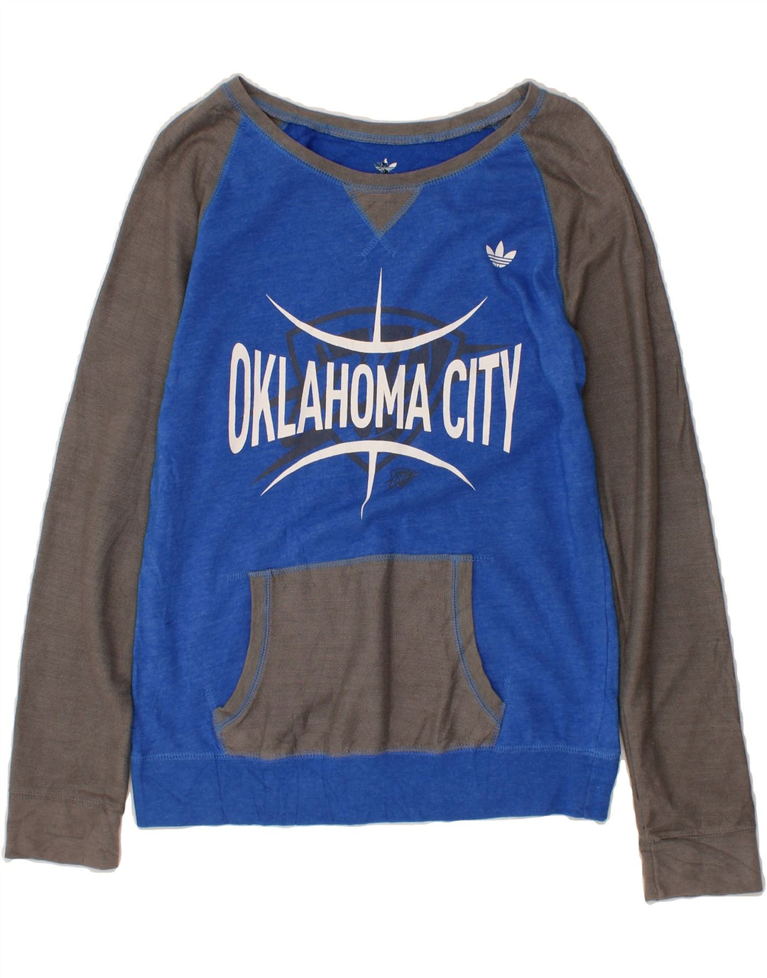 ADIDAS Mens Oklahoma Graphic Sweatshirt Jumper Medium Blue Cotton Vintage Adidas and Second-Hand Adidas from Messina Hembry 
