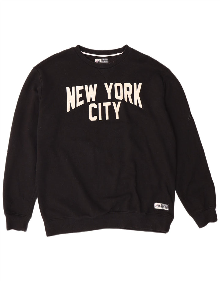 ALCOTT Mens New York City Graphic Sweatshirt Jumper XL Black Cotton