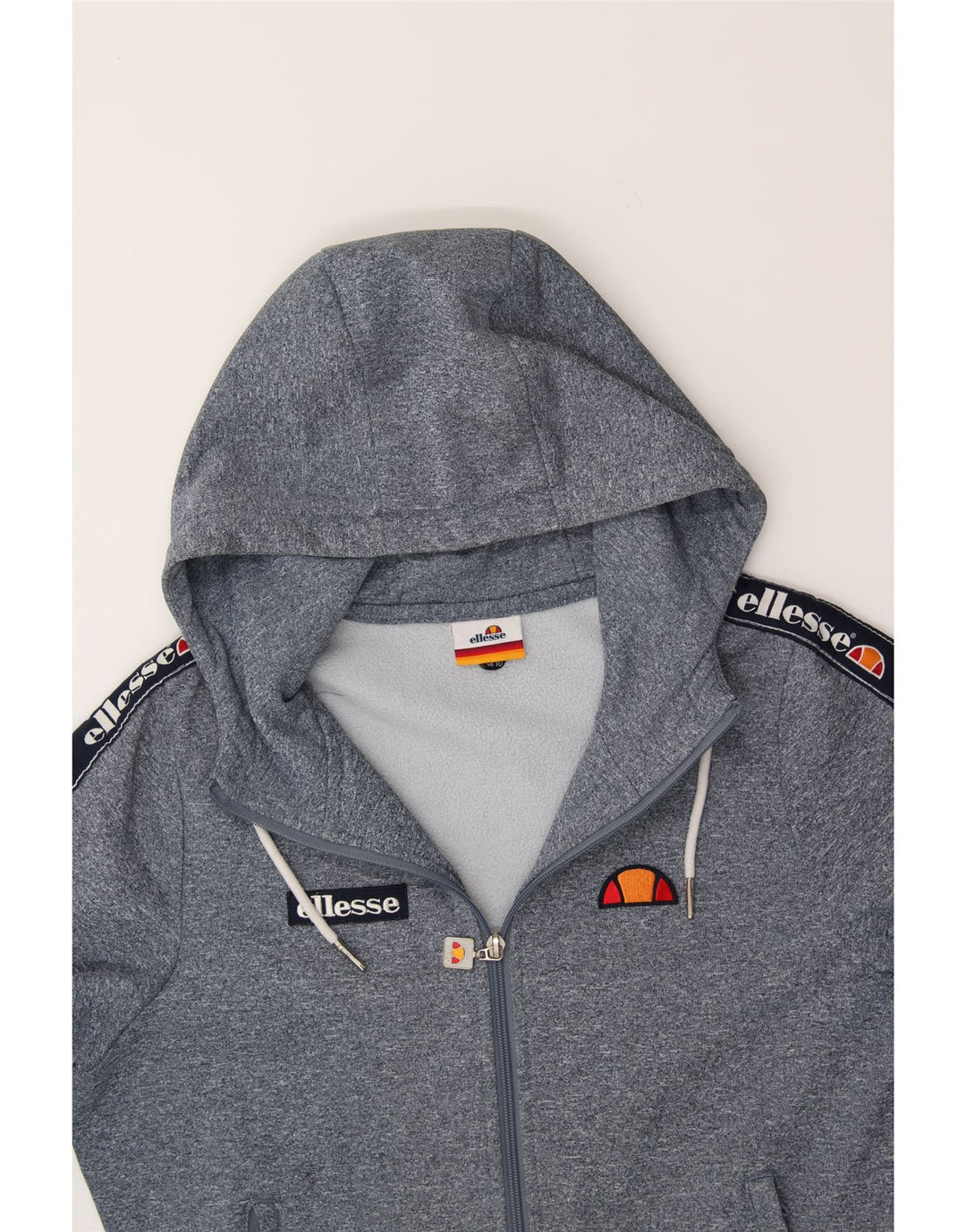 ELLESSE Womens Graphic Zip Hoodie Sweater UK 10 Small Grey Polyester Vintage Ellesse and Second-Hand Ellesse from Messina Hembry 