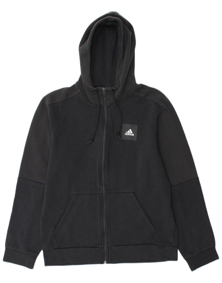 Adidas Mens Zip Hoodie Sweater Medium Black Cotton